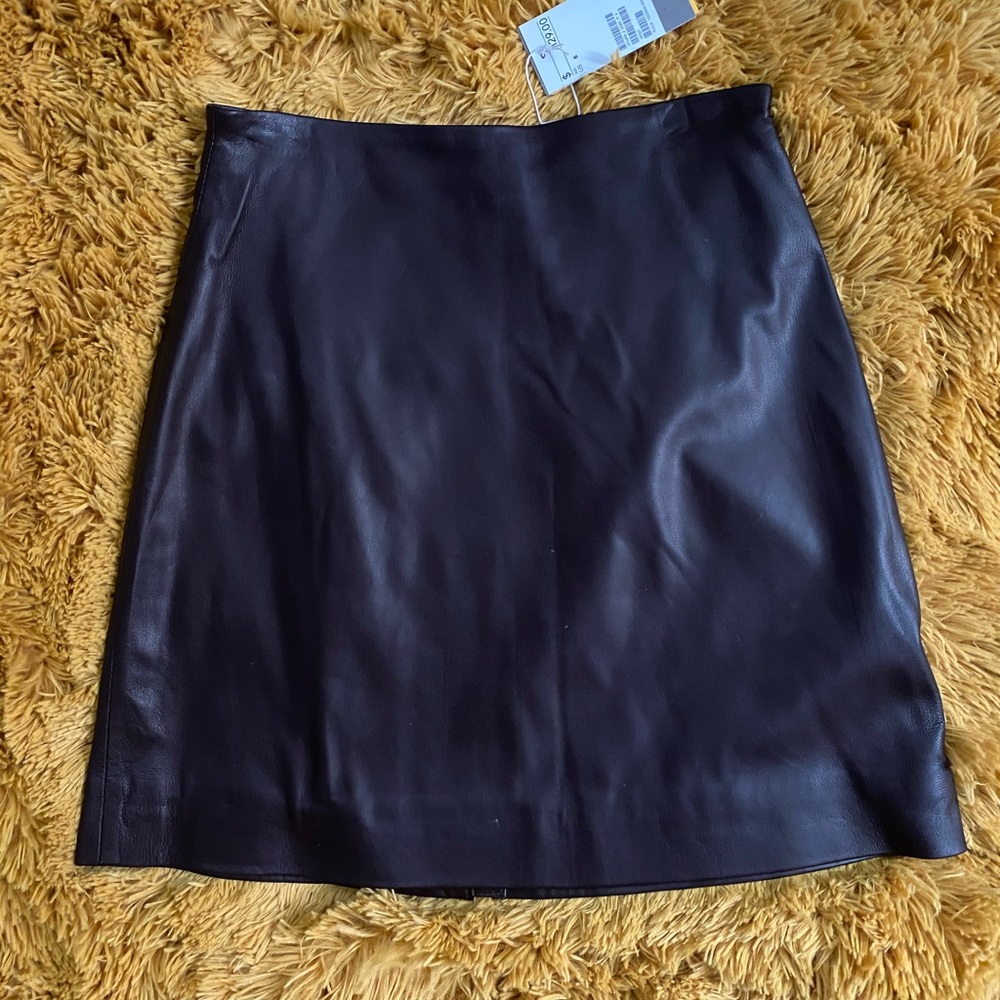 Deep Burgundy Genuine Leather Skirt